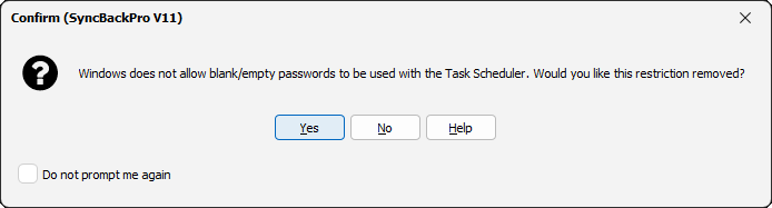 Blank password prompt